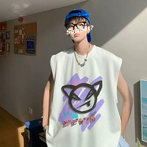 เสื้อกล้ามแขนกุดลําลอง ทรงหลวม ขนาดใหญ่ สไตล์เกาหลี แฟชั่นฤดูร้อน สําหรับผู้ชาย ไซซ์ M - 8XL