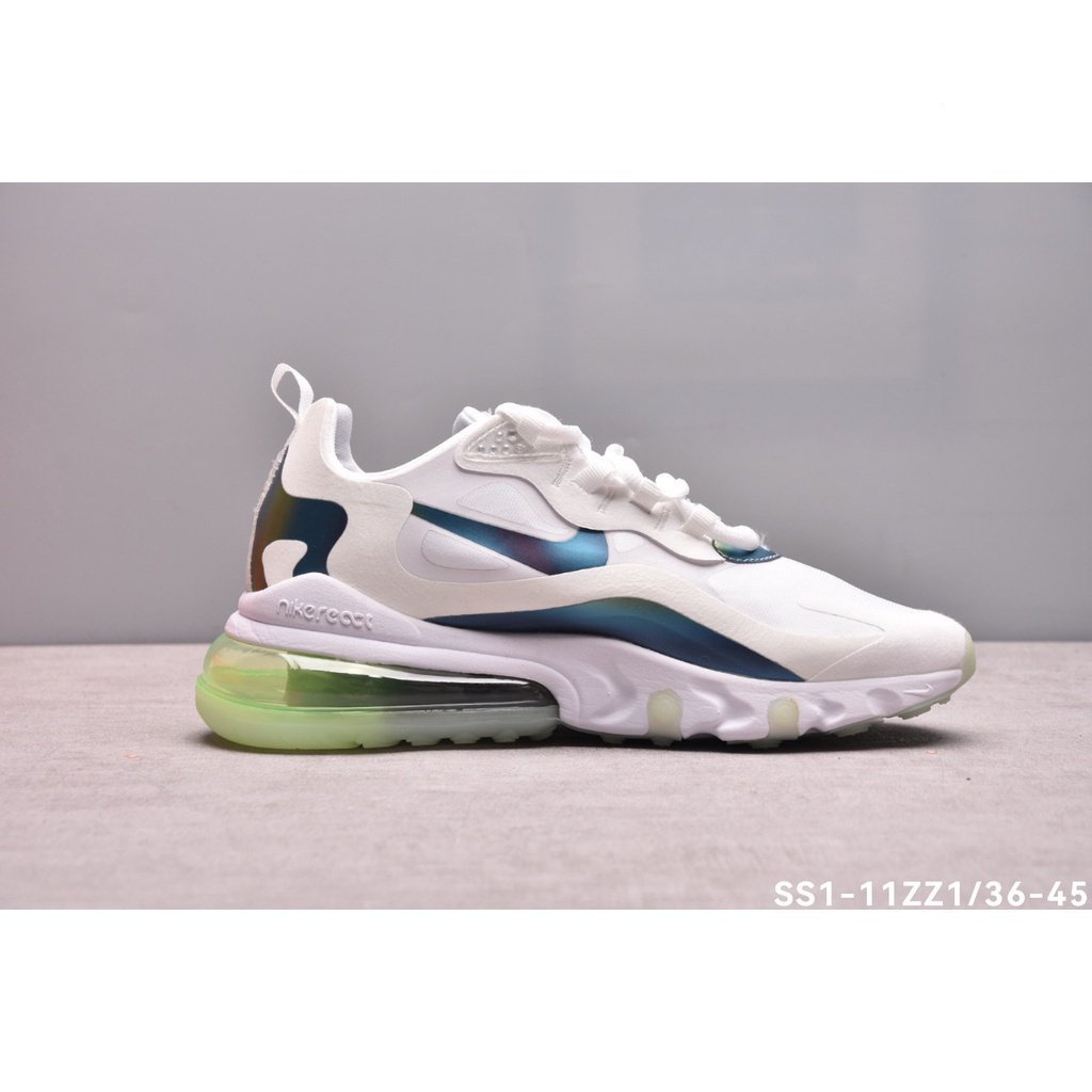 แฟชั่น Nike6699 Wmns Air Max 270 React SE ผู้ชายผู้หญิงกีฬาวิ่งเดินป่ารองเท้าลําลองสีขาว WQBA OUYZ