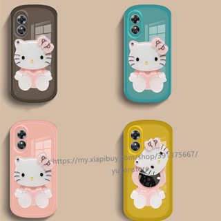 พร้อมส่ง ใหม่ เคสโทรศัพท์มือถือแบบนิ่ม กันกระแทก ลายการ์ตูน KT น่ารัก พร้อมกระจก สําหรับ OPPO A58 A55 4G เคส Phone Case