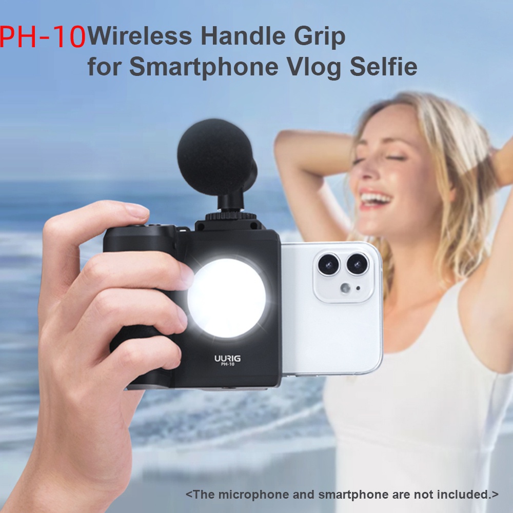 UURIG PH-10 Wireless Handle Grip ที่วางโทรศัพท์ Stabilizer สําหรับสมาร์ทโฟน Vlog Selfie พร้อมรีโมทคอ
