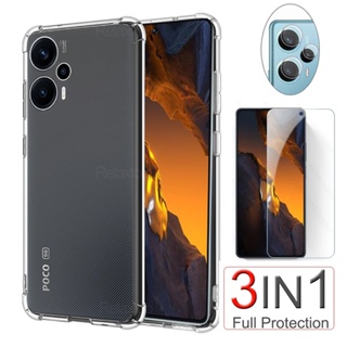 3To1 Tempered Glass Cover For Xiaomi PocoF5 Poco F5 Pro 5G Soft Case Poko Little F5Pro F 5 Pro x4 f4 gt M4 4G Camera Screen Protector