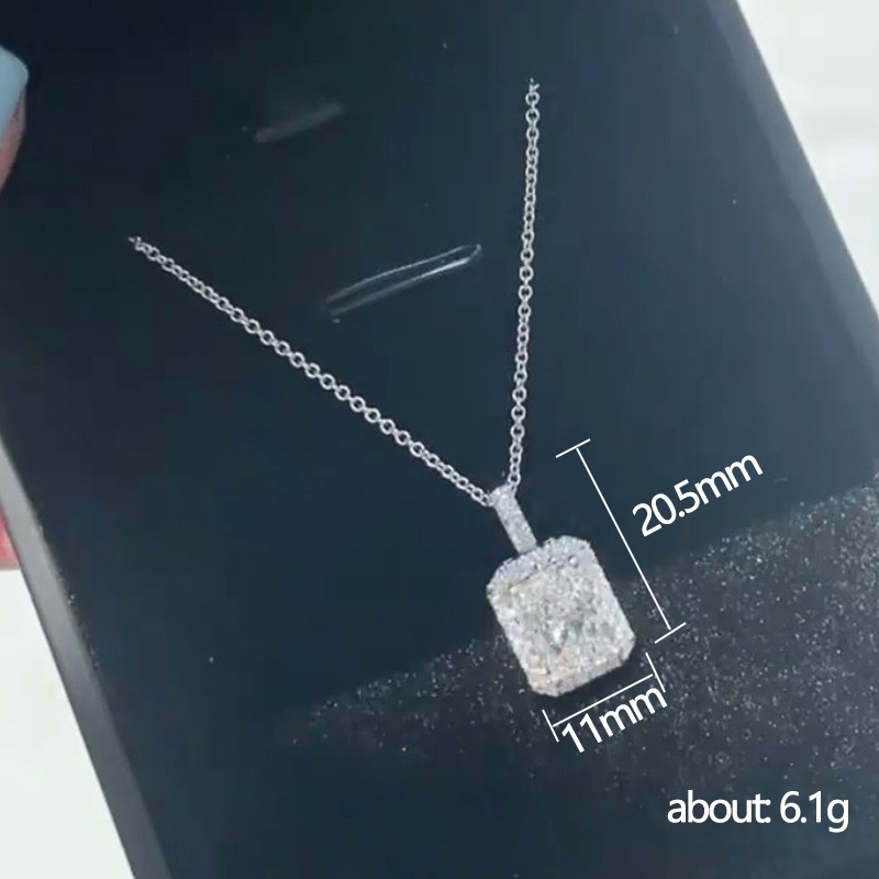 สร้อยคอโซ่ ประดับเพทาย ทรงสี่เหลี่ยม หรูหรา สําหรับผู้หญิง ราคา ถูกที่สุด ดีลบีเคเค แกลเลอรีภาพที่ 5