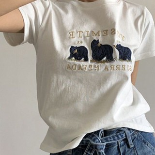 Aimeili.th+ เสื้อยืดแขนสั้น ผ้าฝ้ายแท้ เข้ารูป เข้ากับทุกการแต่งกาย สไตล์เกาหลี แฟชั่นฤดูร้อน สําหรับผู้หญิง และนักเรียน