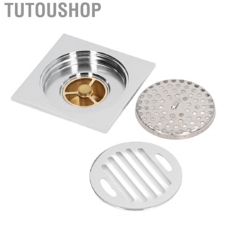 Tutoushop Shower Floor Drain Stainless Steel Copper Electroplated Round Lid Large Hot