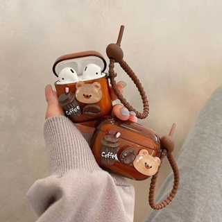 เคสหูฟังบลูทูธไร้สาย ลายหมีคาราเมล สําหรับ Apple airpods รุ่น pro 2 1 2 3 pro