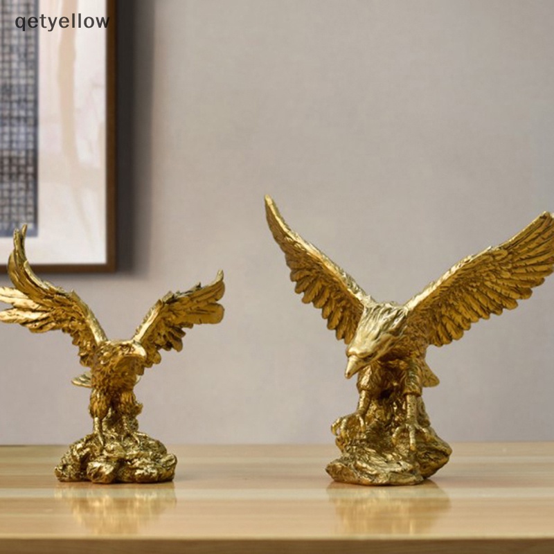 Qetyellow โมเดลเรซิ่น รูปปั้นนกอินทรีย์ สีทอง สําหรับตกแต่งบ้าน