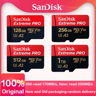 SANDISK 【พร้อมส่ง】การ์ดหน่วยความจํา 100% สําหรับสมาร์ทโฟน กล้อง 512GB 32GB 64GB 128GB Extreme Pro SD Card SDXC UHS-I U3 V30 TF Flash