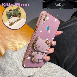 Andyh เคสโทรศัพท์มือถือ แบบกระจก พับได้ ลายการ์ตูน Hello Kitty สําหรับ Huawei Y7 2019 Y7 Prime 2019