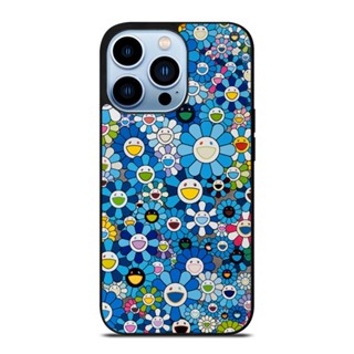 เคสโทรศัพท์มือถือ กันตก ป้องกัน ลายดอกไม้ Takashi Murakami สีฟ้า สําหรับ IPhone 14 Plus 13 Pro Max 12 Mini X