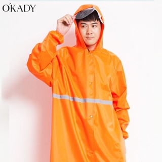 OKADY เสื้อกันฝนกลางแจ้งแบบยาวชิ้นเดียวผู้ใหญ่แฟชั่นจักรยานไฟฟ้าเสื้อกันฝนสะท้อนแสง