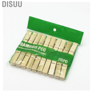 Disuu 20Pcs Clothes Peg Bamboo Clothespins with Spring Windproof Clothes Clips for Outdoor Balcony