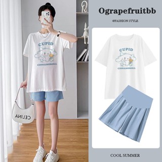 🍑✨ชุดคลุมท้อง เสื้อ+กางเกงคนท้อง ลายการ์ตูนน่ารัก ผ้านุ่ม ใส…