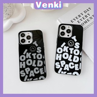 VENKI - สำหรับ iPhone 11 เคส iPhone สีดำสีแดงเคลือบเงา TPU เคสกันกระแทกป้องกันกล้องปั๊มตัวอักษรภาษาอังกฤษง่าย ๆ เข้ากันได้กับ iPhone 14 13 Pro max 12 Pro Max xr xs max