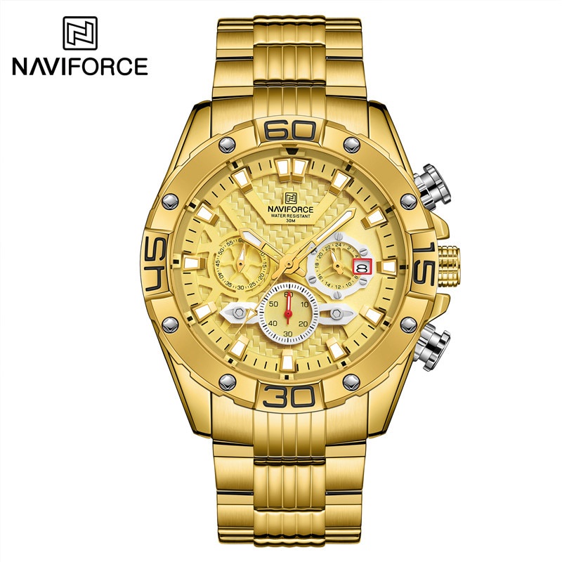 นาฬิกา NAVIFORCE รุ่น NF8019 นาฬิกาข้อมือสำหรับผู้ชาย หน้าปัด โครโนกราฟสแตนเลสสตีล ของแท้ 100% สินค้าจากไทย
