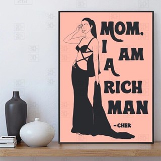 โปสเตอร์ผ้าใบ พิมพ์ลายคําคม I Am a Rich Man สไตล์โมเดิร์น สําหรับตกแต่งบ้าน ห้องนั่งเล่น