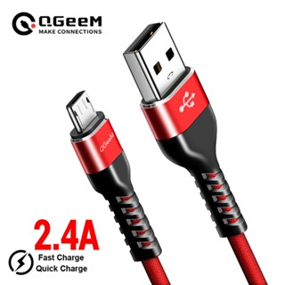 Qgeem สายชาร์จ Micro USB 2.4A ไนล่อน ชาร์จเร็ว สําหรับ Samsung Xiaomi LG Tablet Android โทรศัพท์มือถือ สายชาร์จ USB