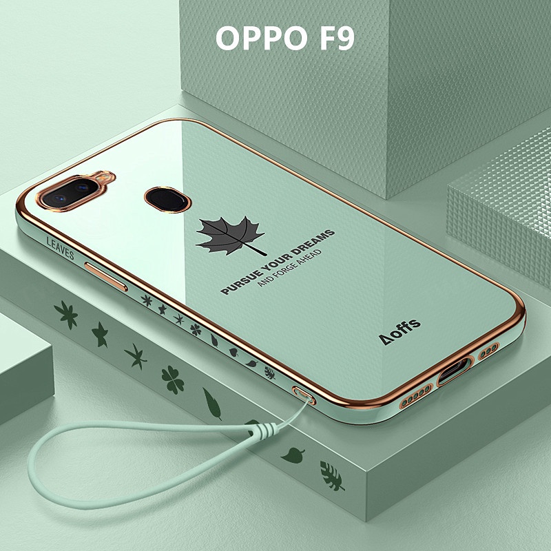 เคส OPPO F9 Case Maple Leaves Plating Cover Soft TPU Phone Case OPPO F9 Pro