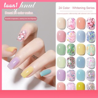 Annies กาวติดเล็บ Uv Donuts 24สีเจลทาเล็บ2023ใหม่ Macaron สีแฟลช Sequins Phototherapy Nail Art Cod