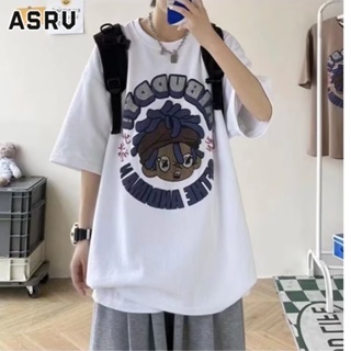 ASRV เสื้อยืดแขนสั้นผู้ชายสไตล์อเมริกันเรโทรชายและหญิงอินไทด์สตรีทฮิปฮอปคู่พิมพ์ลาย