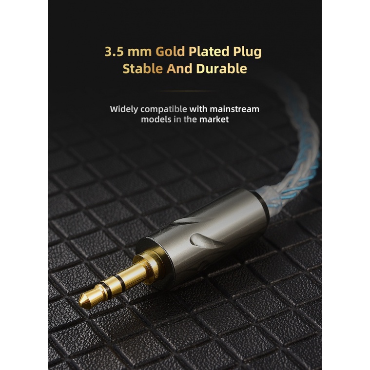 Qkz T1 สายอัพเกรดหูฟัง ชุบเงิน 3.5 0.75 2PIN WOPP