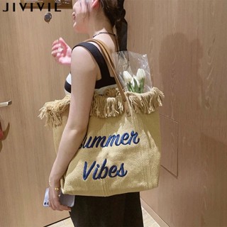 JIVIVIL ·กระเป๋า Tote ขนาดใหญ่ความจุของเกาหลีกระเป๋าธรรมดา tassel บีช