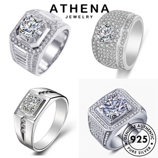 ATHENA JEWELRY เกาหลี เงิน เครื่องประดับ ผู้ชาย แฟชั่น 925 เครื่องประดับ มอยส์ซาไนท์ไดมอนด์ Silver แหวน แท้ เรียบง่าย ต้นฉบับ M078