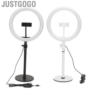 Justgogo Selfie Light  10 Brightness 3 Color Temperature Stable Base  Circle Streaming Light  for Beauty Makeup