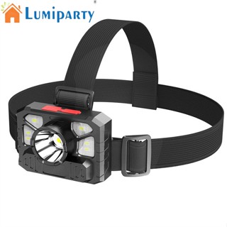 Lumiparty ไฟฉายคาดศีรษะ Led Cob แบบพกพา ปรับได้ ชาร์จไฟได้ สําหรับตั้งแคมป์กลางแจ้ง