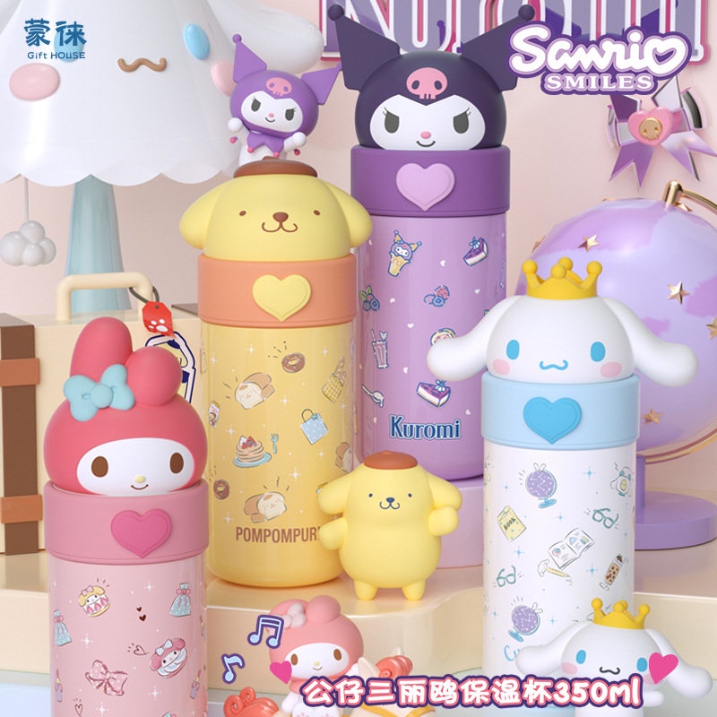 SANRIO กระติกน้ําร้อน สเตนเลส 304 ลายการ์ตูนคิตตี้ Kuromi My Melody Cinnamoroll น่ารัก ขนาด 350 มล. สําหรับนักเรียน
