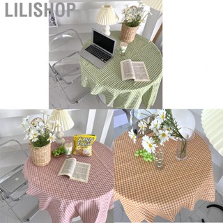 Lilishop Desk Tablecloth Plaid Table Cover Linen Cotton Backdrop Dustproof Home Decoration for Office Dormitory