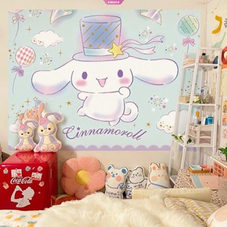 สติกเกอร์วอลเปเปอร์ ลายการ์ตูน Sanrios Kawaii Cinnamoroll Kuromi Kittys น่ารัก สําหรับติดตกแต่งผนังห้องนอนเด็กผู้หญิง