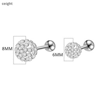 [ceight] ต่างหูกระดุม เหล็ก คริสตัลบอล เครื่องประดับ สําหรับผู้หญิง