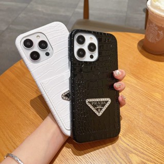 เคสโทรศัพท์มือถือหนัง ประดับพลอยเทียม พร้อมช่องใส่บัตร หรูหรา สําหรับ iPhone 14 Pro Max 14 Pro 13 Pro Max 13 Pro 12 Pro Max 13 12 11