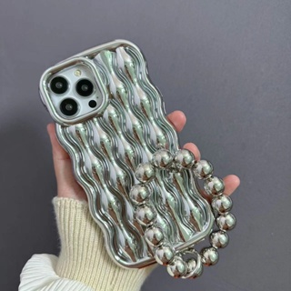 เคสโทรศัพท์มือถือชุบไฟฟ้า แบบนิ่ม กันกระแทก มีสายโซ่คล้อง สีเงิน สําหรับ Apple Iphone 14ProMax 13 14 14Pro 11 12 13