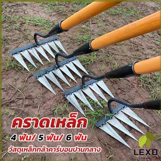 LEXO ฟันคราดหญ้า คราดเหล็ก คราดหญ้า คราดทำสวน มีดจอบ คาดหญ้า คาดหญ้าเหล็ก 6 ฟัน 5 ฟัน 4 ฟัน hoe