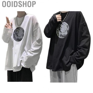 Ooidshop Men Loose Long Sleeve Tops  Stylish Earth Pattern  Deformation Round Neck Easy To Clean for Shopping