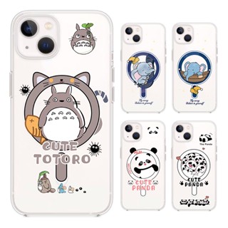 เคสโทรศัพท์มือถือแบบใส กันกระแทก ลายการ์ตูน Totoro Panda Magfit น่ารัก สําหรับ IPhone 14 Pro Max 14 Plus 13 Pro Max 12 Pro Max 11 Pro Max