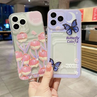 เคสป้องกันโทรศัพท์มือถือ แบบนิ่ม ลายดอกทิวลิป มีช่องใส่บัตร สําหรับ Infinix Hot 30i 30 Play 20i 20s 20 Play NFC 4G 5G