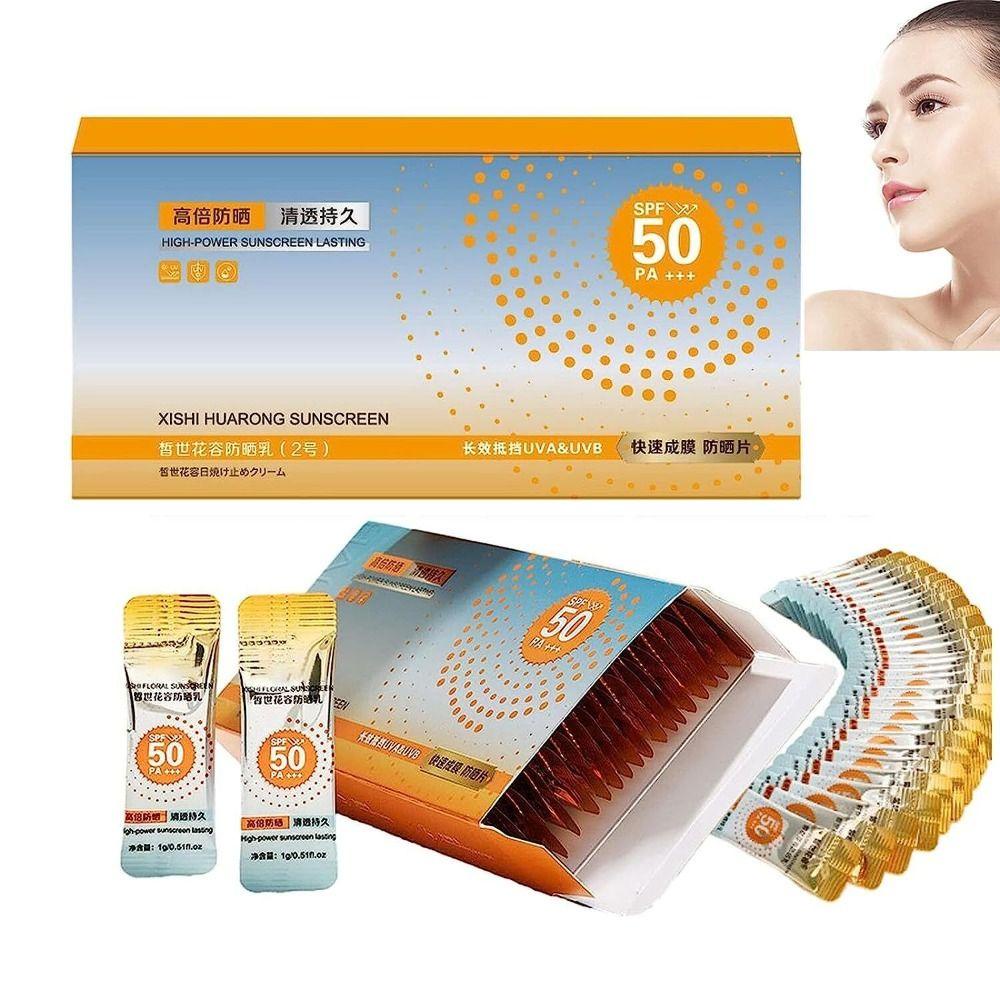 Edonlands ครีมกันแดด Xishi Huarong, Moist Spf 50+ ครีมกันแดดป้องกันแสงแดดซุปเปอร์, อิมัลชั่นเรียบ 50 ชิ้น ครีมกันแดดให้ความชุ่มชื้น Body Sun