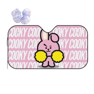 Bt BT21 COOKY ม่านบังแดดรถยนต์ พับได้ บังแดดกระจกหน้ารถ กันแดด บังแดดสะท้อนแสง ด้านหน้ารถ