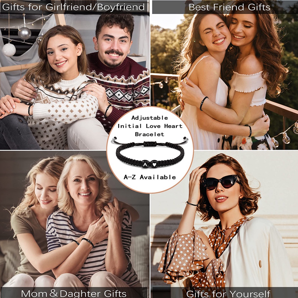 สร้อยข้อมือเชือกถัก แฮนด์เมด ปรับได้ ลายตัวอักษร 26 ตัว ของขวัญนําโชค สําหรับผู้หญิง ผู้ชาย - รูปที่ 5