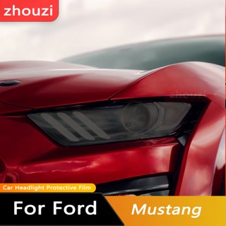 สติกเกอร์ฟิล์ม TPU ใส ป้องกันไฟหน้ารถยนต์ สีดํา สําหรับ Ford Mustang 2015-Present 2022 Shelby GT