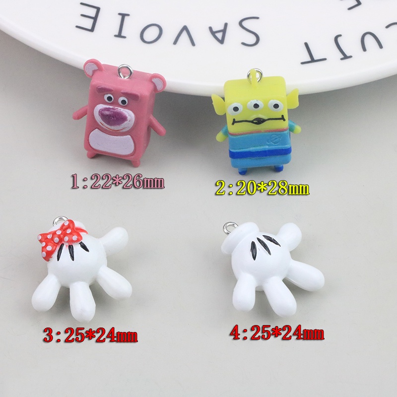วัสดุ DIY สำหรับทำเครื่องประดับ พวงกุญแจและต่างหูรูปหมีสามตาสุดน่ารักแบบการ์ตูนจากยางอ่อนนุ่ม"