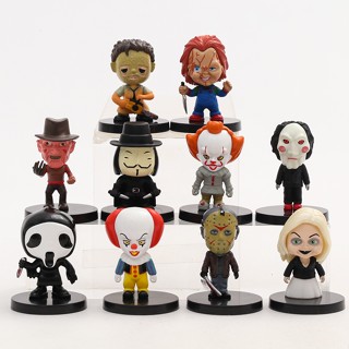 โมเดลฟิกเกอร์ PVC รูปภาพยนตร์สยองขวัญ Pennywise Chucky Jason Freddy Billy Ghostface V 10 ชิ้น ต่อชุด