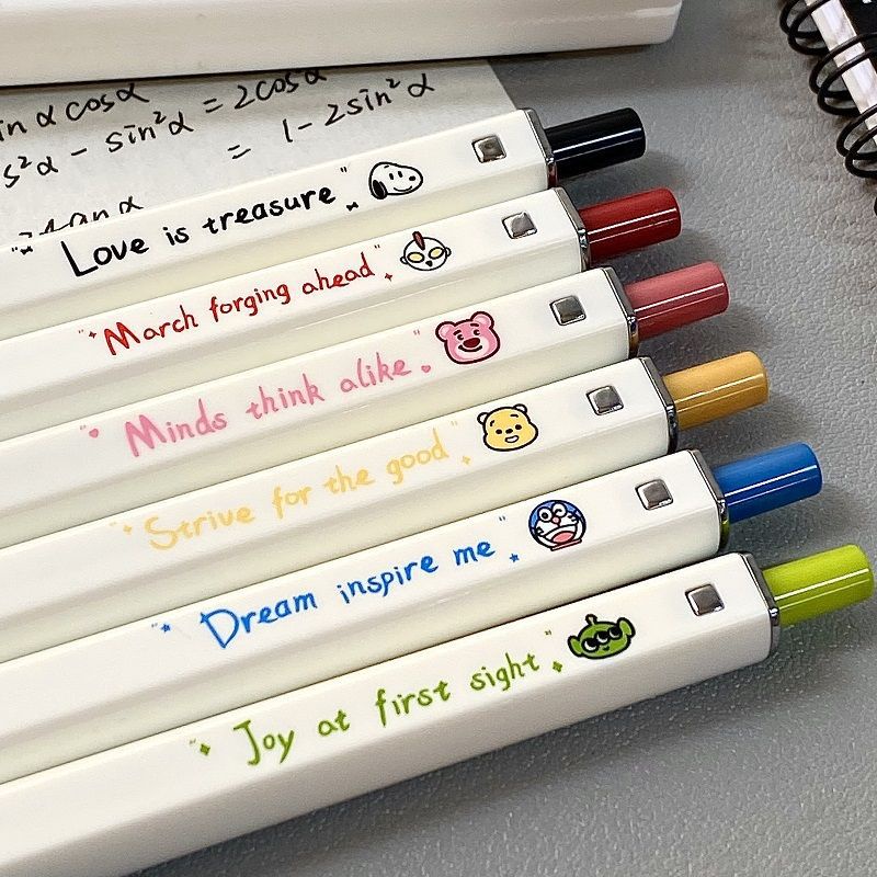 ปากกาลูกลื่น แบบแห้งเร็ว ทรงสี่เหลี่ยม ลายการ์ตูนน่ารัก เครื่องเขียน ของขวัญ