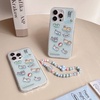 เคสโทรศัพท์มือถือ ลายการ์ตูนแมวว่ายน้ํา พร้อมสายคล้อง สําหรับ iPhone 14 Pro Max 13 12 11