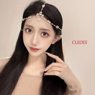 CLEOES เครื่องประดับเจ้าสาว โซ่หน้าผาก พู่คริสตัล รูปหยดน้ํา หรูหรา สไตล์วินเทจ สําหรับผู้หญิง งานแต่งงาน