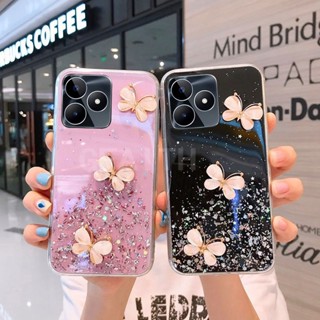 ใหม่ เคสโทรศัพท์มือถือ ซิลิโคนนิ่ม ใส กันกระแทก ลายผีเสื้อ แต่งกลิตเตอร์ แฟชั่น สําหรับ Realme C53 2023 REALMEC53