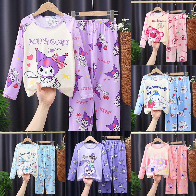 ชุดนอนLotsoสำหรับเด็กสาวKuromiแขนยาวชุดนอนบางชุดการ์ตูนอะนิเมะเสื้อผ้าบ้าน