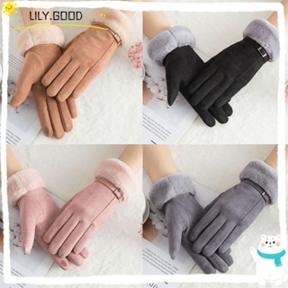 LILY ถุงมือขับรถสกี ขนเทียม กันลม หนา สีแคนดี้ สําหรับผู้หญิง